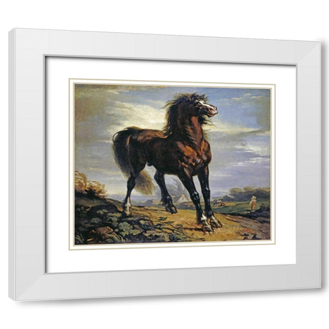 The Horse White Modern Wood Framed Art Print with Double Matting by Millet, Jean-Francois