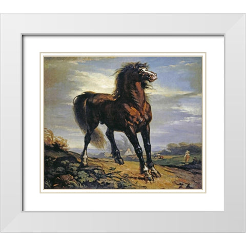 The Horse White Modern Wood Framed Art Print with Double Matting by Millet, Jean-Francois