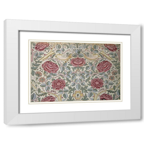 The Rose Pattern White Modern Wood Framed Art Print with Double Matting by Morris, William