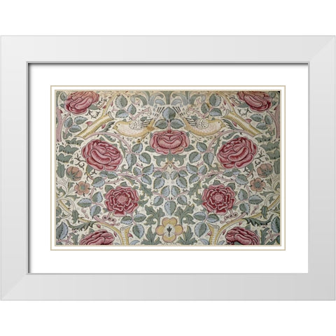 The Rose Pattern White Modern Wood Framed Art Print with Double Matting by Morris, William