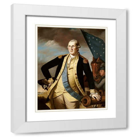 George Washington White Modern Wood Framed Art Print with Double Matting by Peale, Charles Willson
