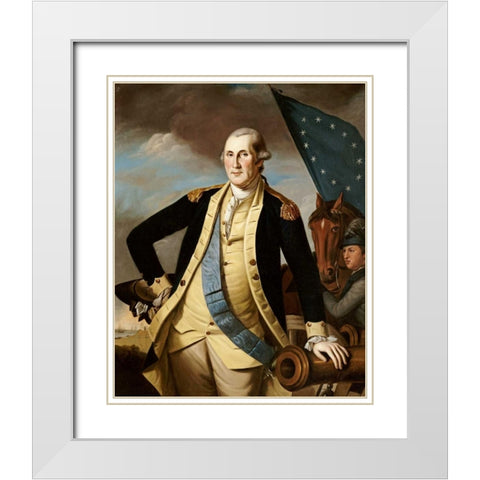 George Washington White Modern Wood Framed Art Print with Double Matting by Peale, Charles Willson