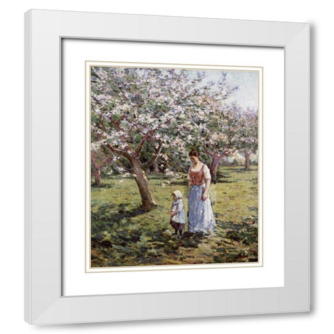 Promenade Among The Blossoms White Modern Wood Framed Art Print with Double Matting by Robinson, Theodore