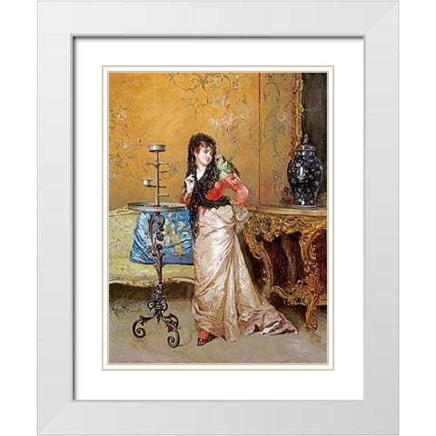 The Pet Parrot White Modern Wood Framed Art Print with Double Matting by Simonetti, Attilio