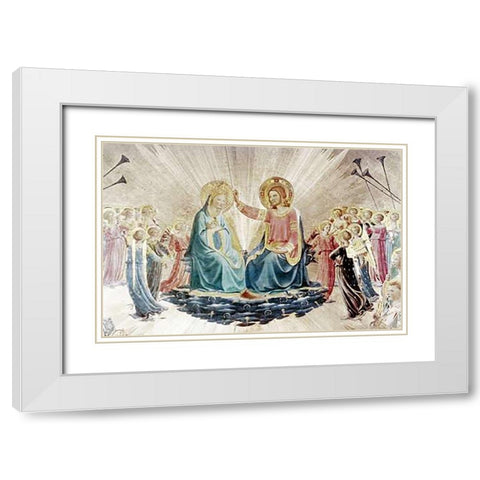 Coronation of The Virgin - Detail White Modern Wood Framed Art Print with Double Matting by Angelico, Fra