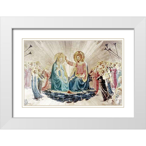 Coronation of The Virgin - Detail White Modern Wood Framed Art Print with Double Matting by Angelico, Fra