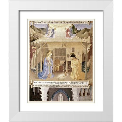 Nativity White Modern Wood Framed Art Print with Double Matting by Angelico, Fra