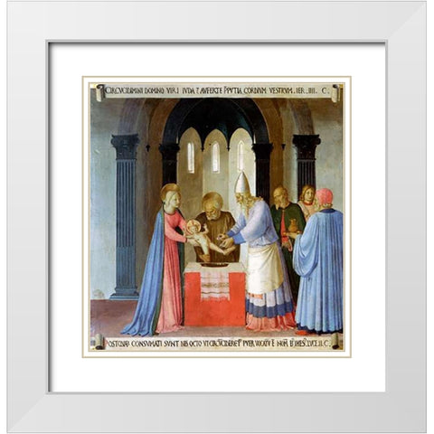 Story of The Life of Museumist Circumcision of Jesus White Modern Wood Framed Art Print with Double Matting by Angelico, Fra