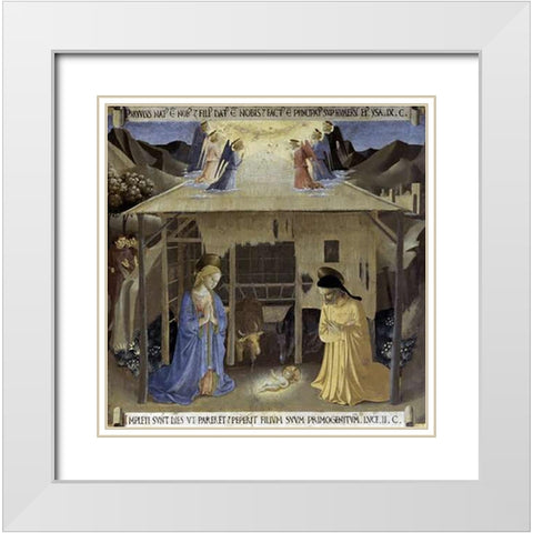 Story of The Life of Museumist Nativity White Modern Wood Framed Art Print with Double Matting by Angelico, Fra