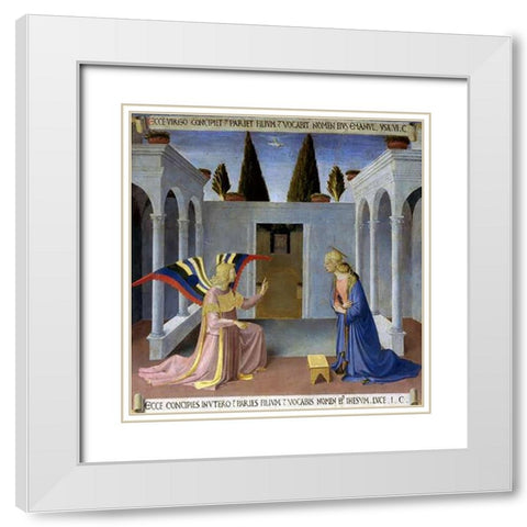 Story of The Life of Museumist The Annunciation White Modern Wood Framed Art Print with Double Matting by Angelico, Fra
