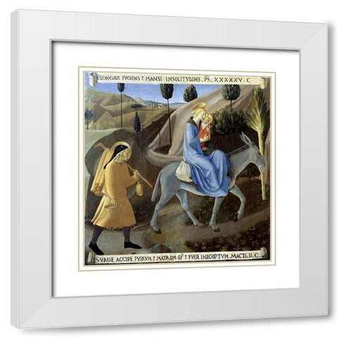 Story of The Life of Museumist The Flight To Egypt White Modern Wood Framed Art Print with Double Matting by Angelico, Fra