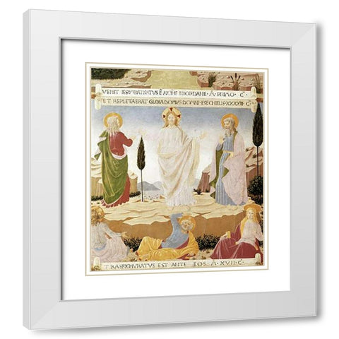Transfiguration White Modern Wood Framed Art Print with Double Matting by Angelico, Fra