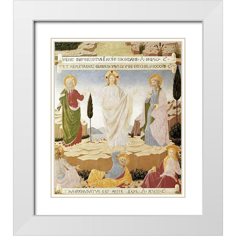 Transfiguration White Modern Wood Framed Art Print with Double Matting by Angelico, Fra