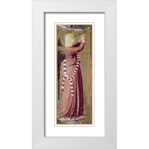 Two Angels - (Detail #2) White Modern Wood Framed Art Print with Double Matting by Angelico, Fra