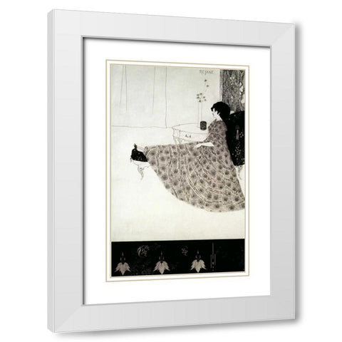Seated Woman White Modern Wood Framed Art Print with Double Matting by Beardsley, Aubrey