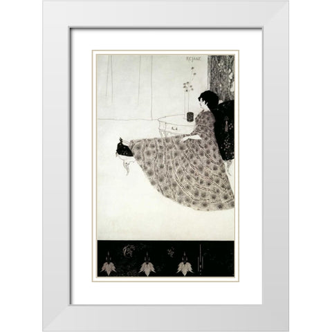 Seated Woman White Modern Wood Framed Art Print with Double Matting by Beardsley, Aubrey