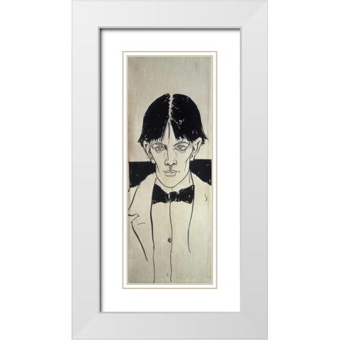 Self Portrait White Modern Wood Framed Art Print with Double Matting by Beardsley, Aubrey