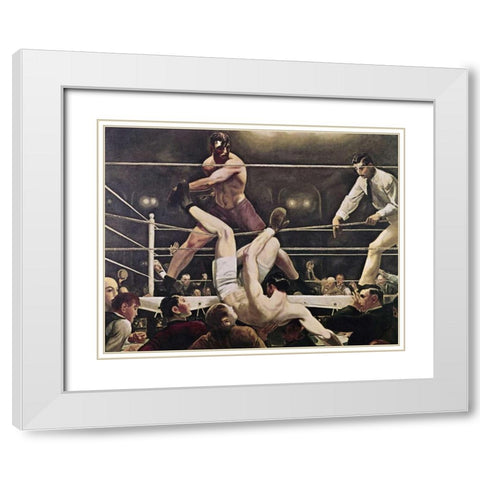 Dempsey and Firpo White Modern Wood Framed Art Print with Double Matting by Bellows, George