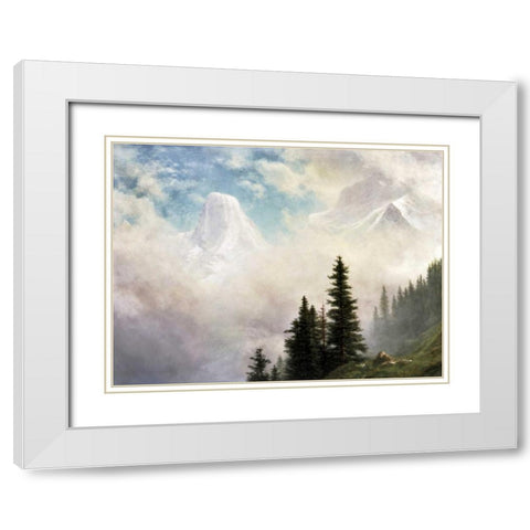High in the Mountains White Modern Wood Framed Art Print with Double Matting by Bierstadt, Albert