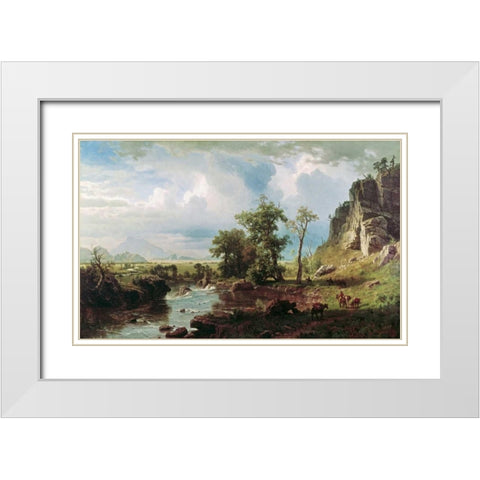 Platte River White Modern Wood Framed Art Print with Double Matting by Bierstadt, Albert