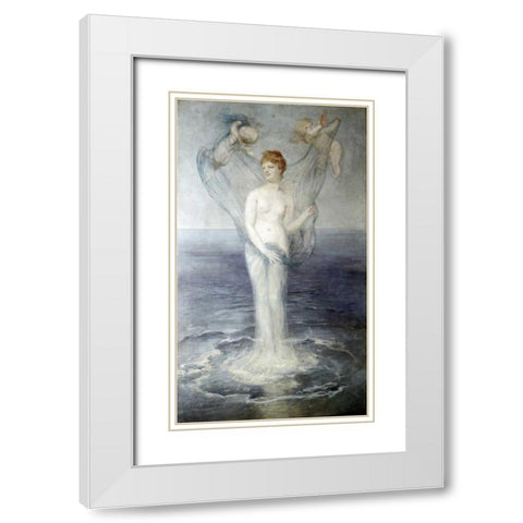 Birth of Venus White Modern Wood Framed Art Print with Double Matting by Bocklin, Arnold
