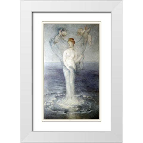 Birth of Venus White Modern Wood Framed Art Print with Double Matting by Bocklin, Arnold