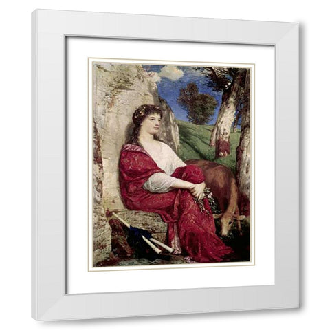 Euterpe; Muse of Music and Lyric Poetry White Modern Wood Framed Art Print with Double Matting by Bocklin, Arnold
