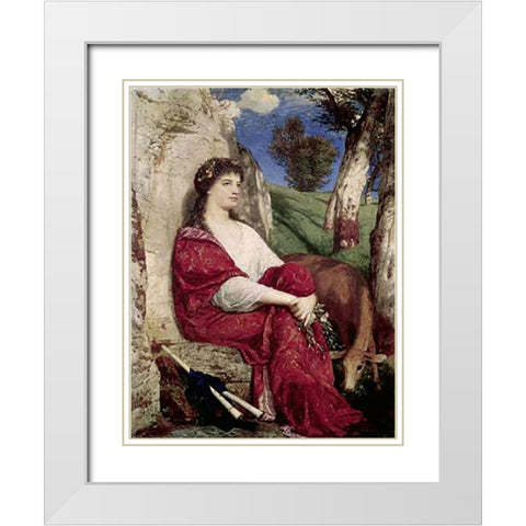 Euterpe; Muse of Music and Lyric Poetry White Modern Wood Framed Art Print with Double Matting by Bocklin, Arnold