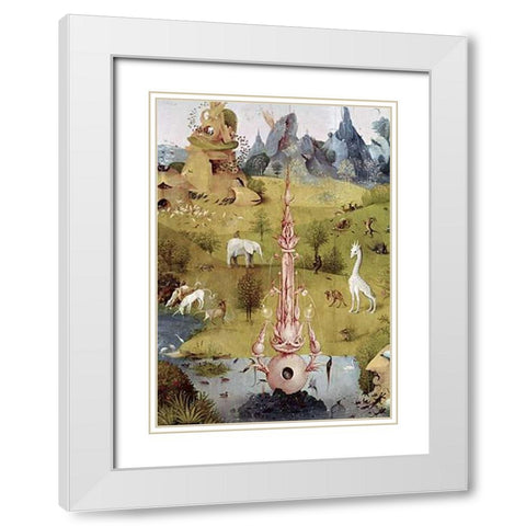 Garden of Earthly Delights - Detail #2 White Modern Wood Framed Art Print with Double Matting by Bosch, Hieronymus
