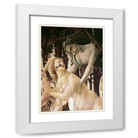 La Primavera (Detail) White Modern Wood Framed Art Print with Double Matting by Botticelli, Sandro