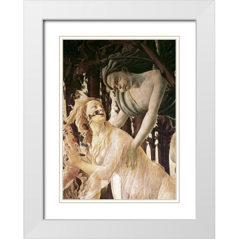 La Primavera (Detail) White Modern Wood Framed Art Print with Double Matting by Botticelli, Sandro