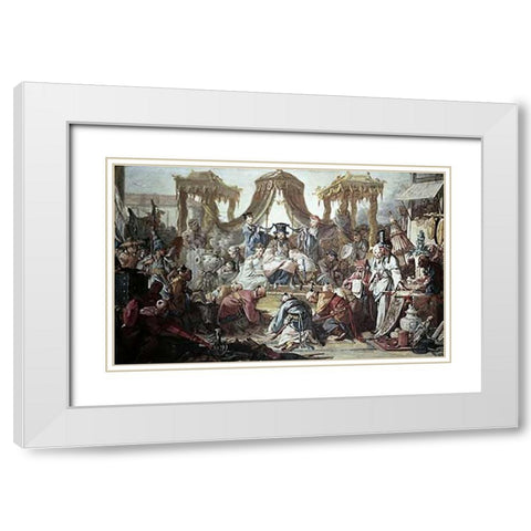 Chinese Curio:Audience of The Chinese Emperor White Modern Wood Framed Art Print with Double Matting by Boucher, Francois