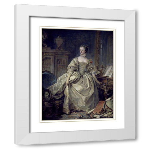 La Madame De Pompadour White Modern Wood Framed Art Print with Double Matting by Boucher, Francois