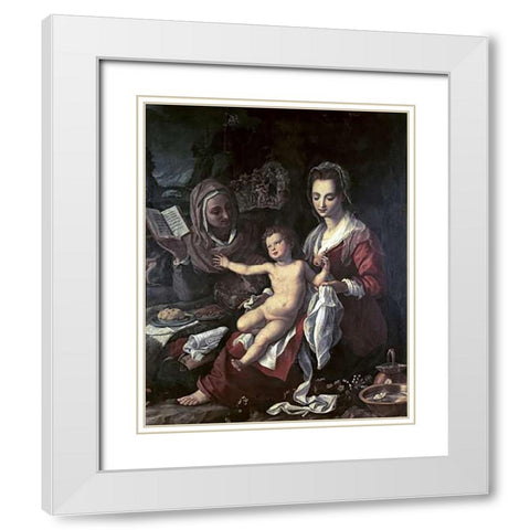 Holy Family White Modern Wood Framed Art Print with Double Matting by Bronzino, Agnolo