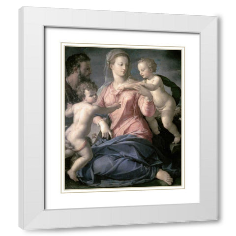 Holy Family White Modern Wood Framed Art Print with Double Matting by Bronzino, Agnolo