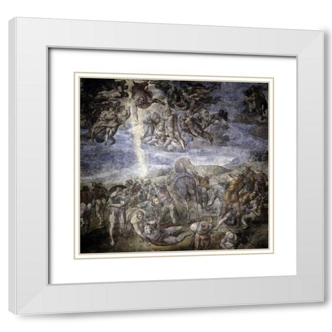 The Conversion of Saul White Modern Wood Framed Art Print with Double Matting by Michelangelo