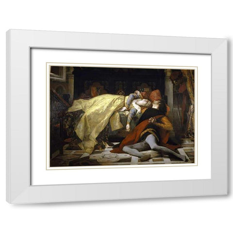 Death of Francesca De Rimini and Paolo Malatesta White Modern Wood Framed Art Print with Double Matting by Cabanel, Alexandre
