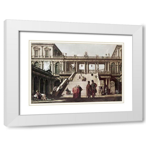 Castle Yard White Modern Wood Framed Art Print with Double Matting by Canaletto