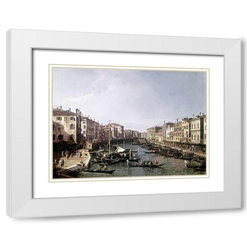Grand Canal, Venice White Modern Wood Framed Art Print with Double Matting by Canaletto