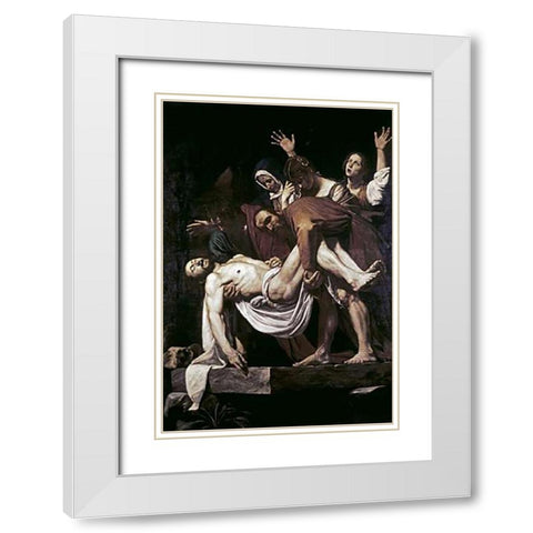 DeVintageition White Modern Wood Framed Art Print with Double Matting by Caravaggio