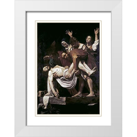 DeVintageition White Modern Wood Framed Art Print with Double Matting by Caravaggio
