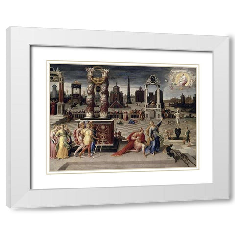 Augustus and The Tiburtine Sibyl White Modern Wood Framed Art Print with Double Matting by Caron, Antoine