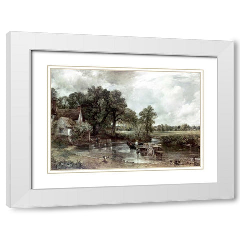 Haywain White Modern Wood Framed Art Print with Double Matting by Constable, John