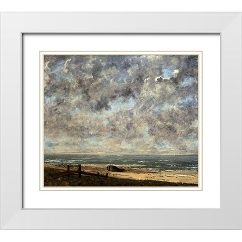 La Mersea White Modern Wood Framed Art Print with Double Matting by Courbet, Gustave