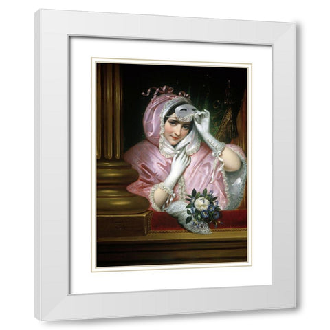 The Mask White Modern Wood Framed Art Print with Double Matting by Court, Joseph Desire