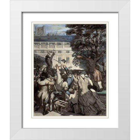 Camille Moulin at The Royal Palace White Modern Wood Framed Art Print with Double Matting by Daumier, Honore