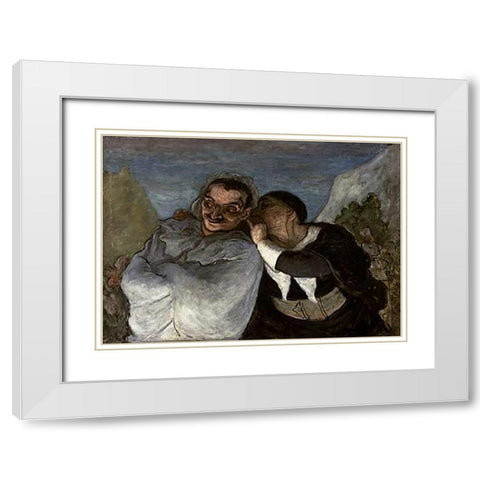 Crispin Et Scapin White Modern Wood Framed Art Print with Double Matting by Daumier, Honore