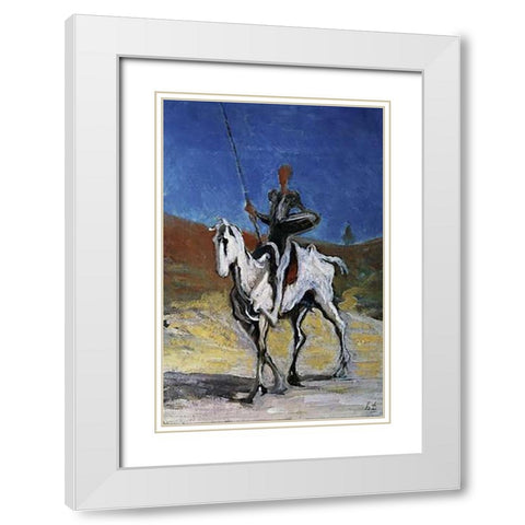 Don Quixote White Modern Wood Framed Art Print with Double Matting by Daumier, Honore