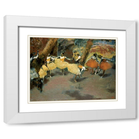 Before the Performance White Modern Wood Framed Art Print with Double Matting by Degas, Edgar