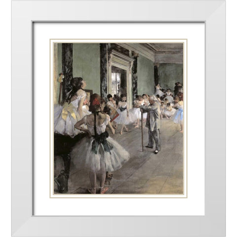 Dance Class White Modern Wood Framed Art Print with Double Matting by Degas, Edgar